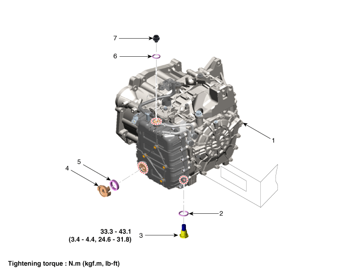 Hyundai Venue. Automatic Transaxle Fluid (ATF). Components and components location