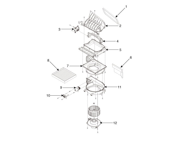 Hyundai Venue. Blower Unit. Components and components location