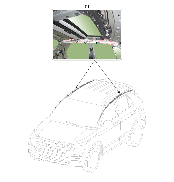 Hyundai Venue. Curtain Airbag (CAB) Module. Components and components location