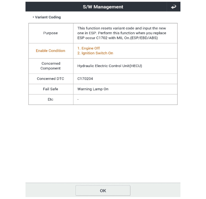 Hyundai Venue. ESP Control Module. Repair procedures