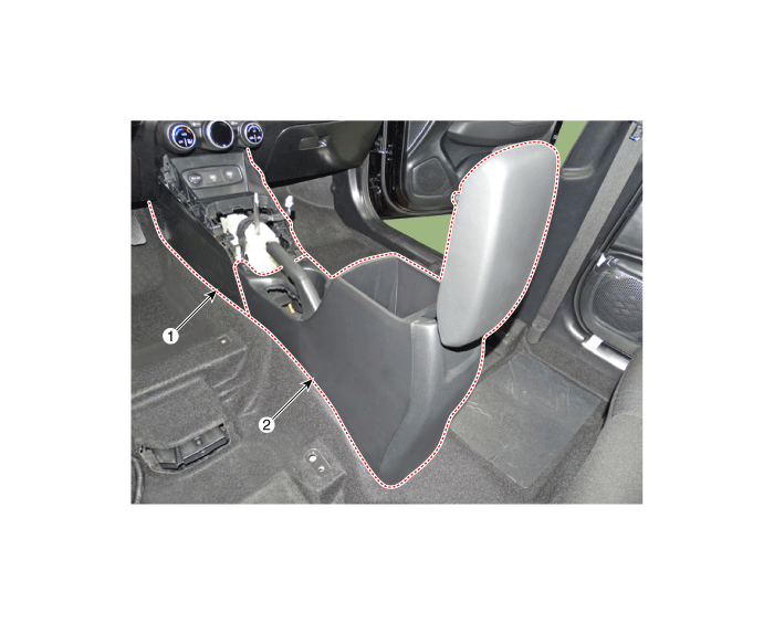Hyundai Venue. Floor Console Assembly. Components and components location