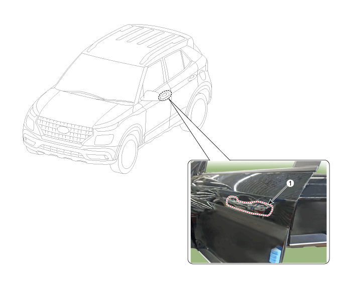 Hyundai Venue. Front Door Outside Handle. Components and components location