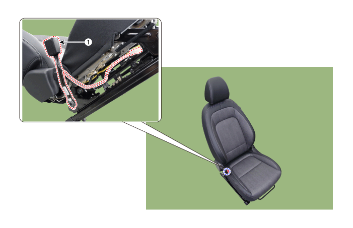 Hyundai Venue. Front Seat Belt Buckle. Components and components location