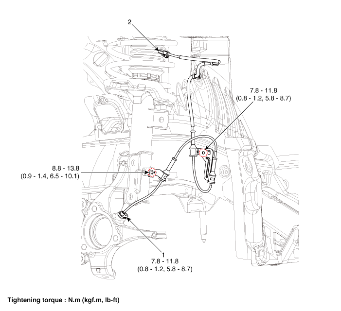 Hyundai Venue. Front Wheel Speed Sensor. Components and components location