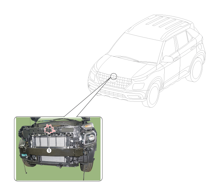 Hyundai Venue. Hood Latch. Components and components location