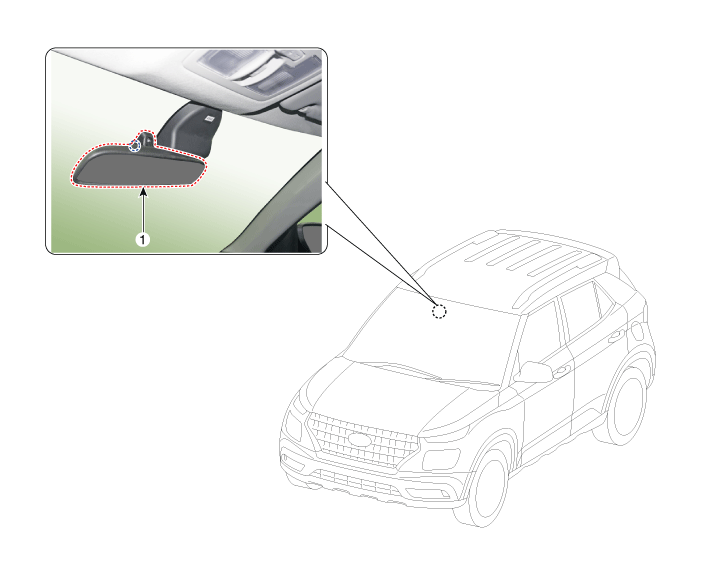 Hyundai Venue. Inside Rear View Mirror. Components and components location