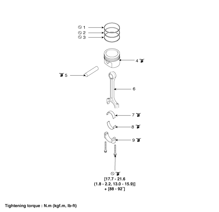 Hyundai Venue. Piston and Connecting Rod. Components and components location