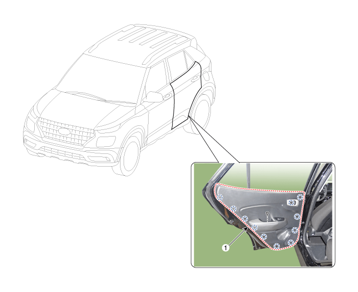 Hyundai Venue. Rear Door Trim. Components and components location