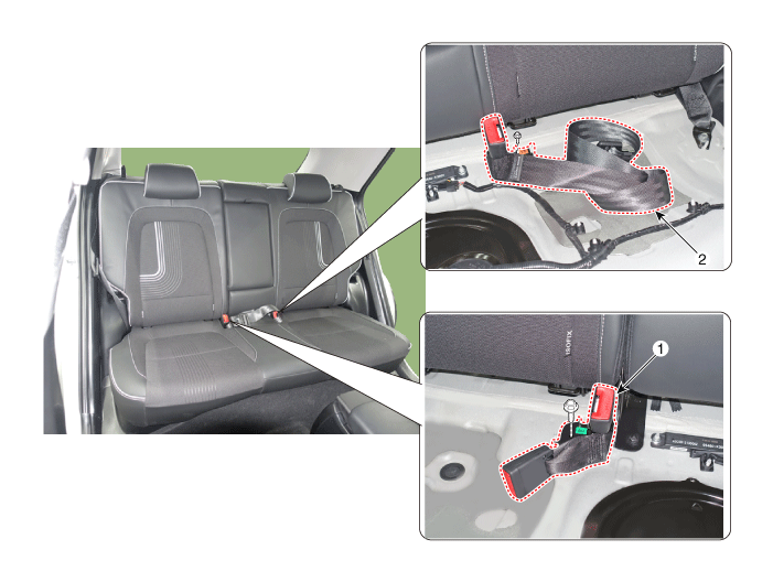 Hyundai Venue. Rear Seat Belt Buckle. Components and components location