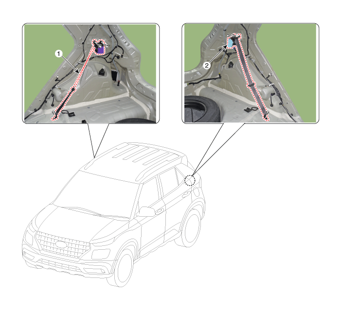 Hyundai Venue. Rear Seat Belt Retractor. Components and components location