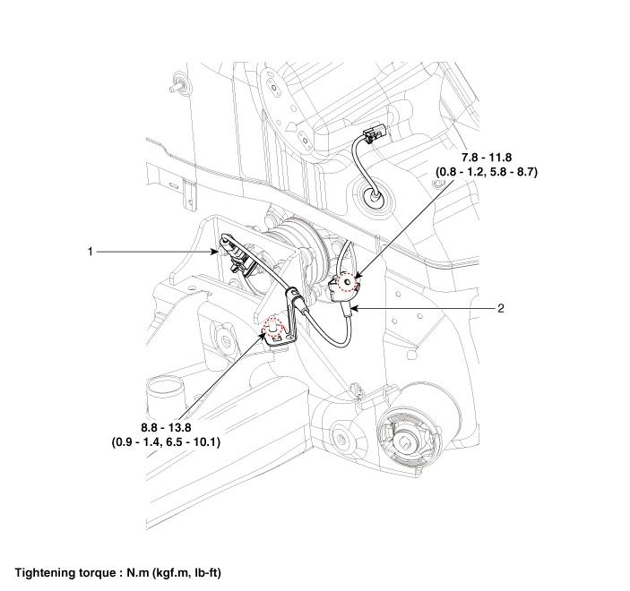 Hyundai Venue. Rear Wheel Speed Sensor. Components and components location