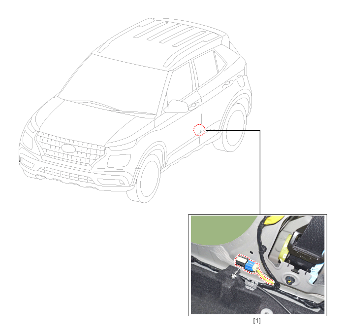 Hyundai Venue. Side Impact Sensor (SIS). Components and components location
