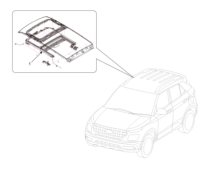 Hyundai Venue. Sunroof Assembly. Components and components location
