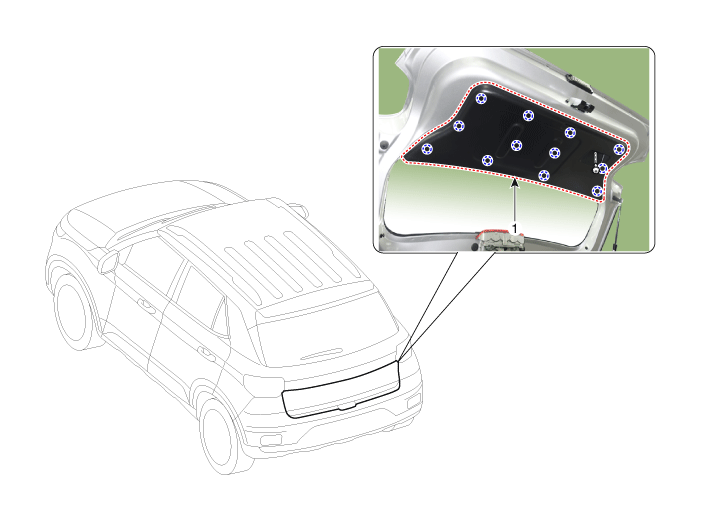 Hyundai Venue. Tail Gate Trim. Components and components location