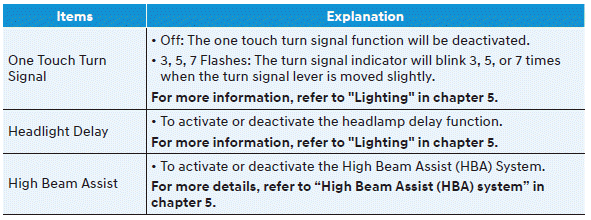 Hyundai Venue. User settings mode